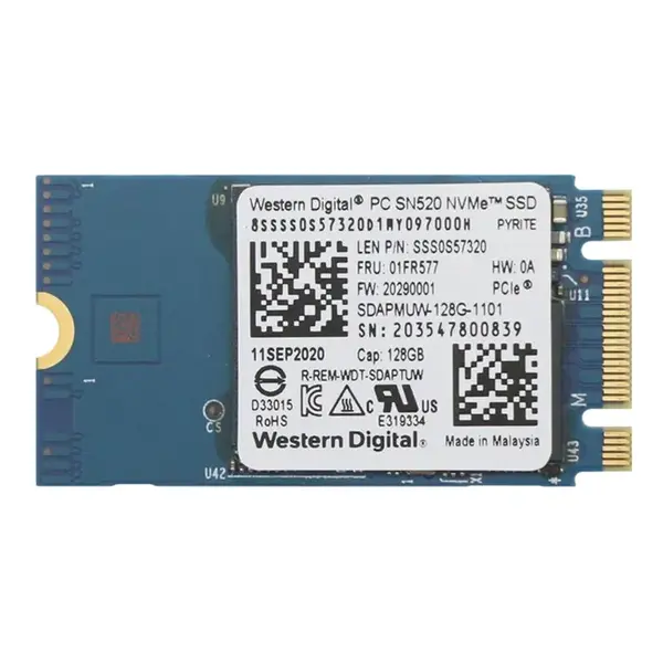 SDAPMUW-128G-1101 Western Digital PC SN520 Series 128GB TLC PCI Express 3.0 x2 NVMe M.2 2242 Internal Solid State Drive