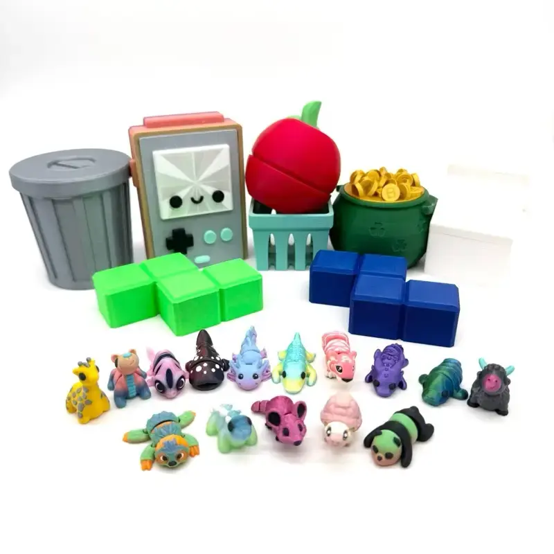 Articulating Mini Figurines and Containers - 3D printed Fidgets Great for Sensory Stress Relief (Frog Hedgehog Giraffe Hippo ...