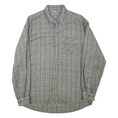 Mens Shirt Grey Check Long Sleeve 2XL