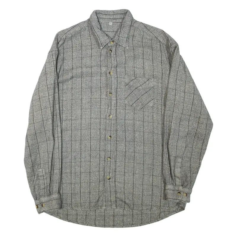 Mens Shirt Grey Check Long Sleeve 2XL