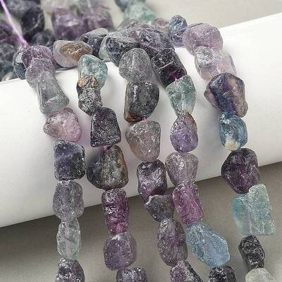 Raw Rough Natural Colorful Fluorite Beads Strands