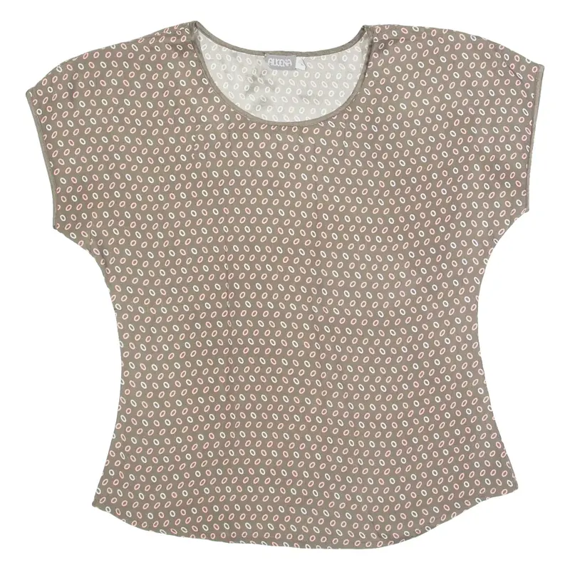 ALKENA Womens Printed Blouse Brown Crazy Pattern S