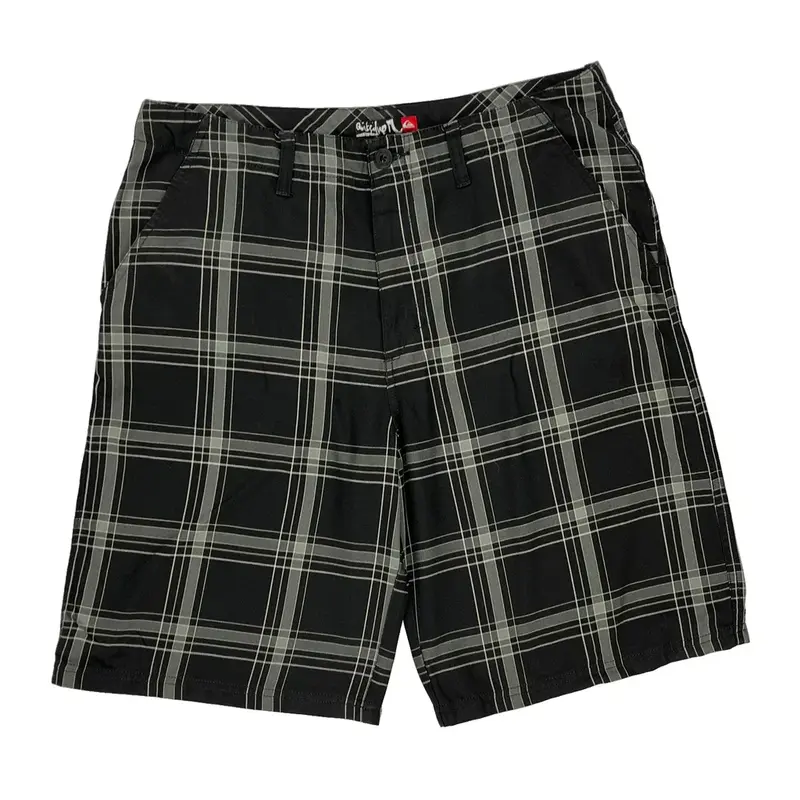 Quiksilver Checked Shorts - 36W 11L Black Polyester