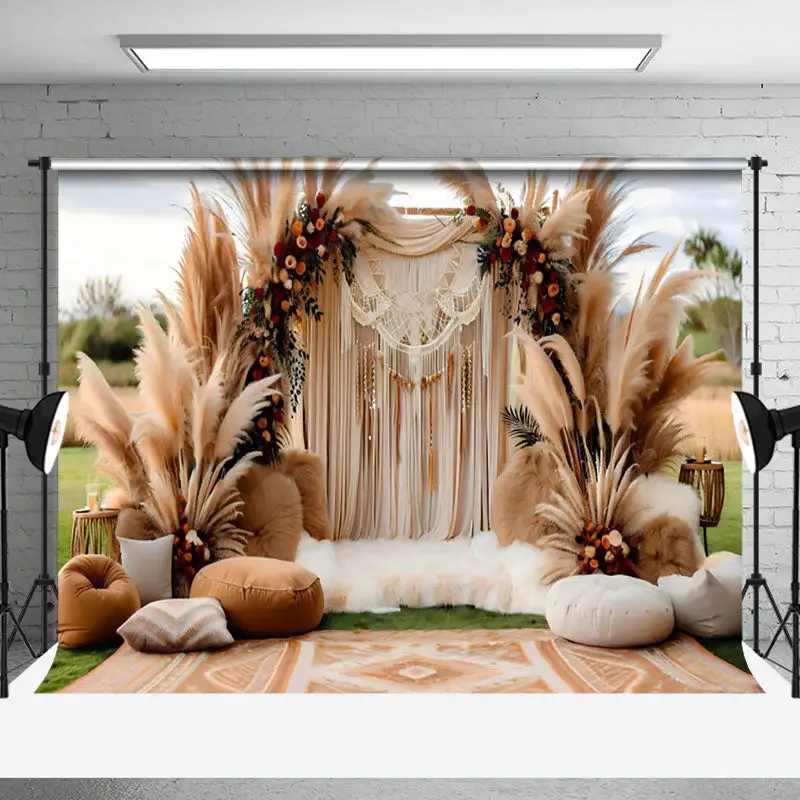 Aperturee Outdoor Beige Boho Bridal Shower Photography Backdrop