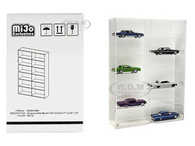 Showcase 12 Car Display Case Wall Mount with White Back Panel \