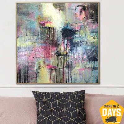 Large Oil Painting On Canvas Colorful Wall Art Purple Painting Abstract Textured Art Wall Decor Colorful Painting | THROUGH E...
