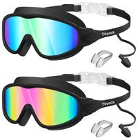 Vvinca kids pool accessories-Swim Goggles with Earplugs& Nose Clip Wide View Anti-Fog/UV Swimming Goggles for Age 3-14 Boys G...