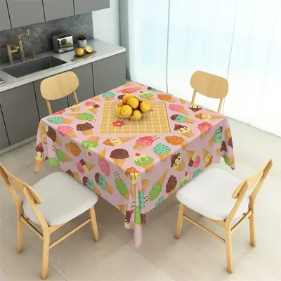 Ice Cream Chocolate Cake Dessert Square Tablecloth - Aperturee