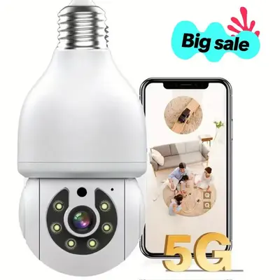 Light Bulb Security Camera, 360° WiFi Home Wireless Outdoor/Indoor, 2K Full Color Night Vision, Motion Tracking, Audible Ala...