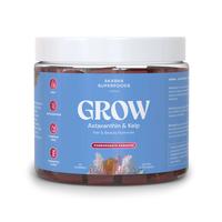Akasha Superfoods GROW Hair & Beauty Gummies with Astaxanthin, Pumpkin Seed, & Kelp - Pomegranate Paradise Flavor Vegan 60 Gu...