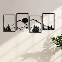 Mountain Landscape Pattern Wall Art, 4 Counts/set Wall Decor, Wall Hanging Decor for Home Living Room Bedroom, Home Decor, Or...