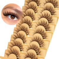 Natural Cat Eye False Eyelashes with Clear Band, 8 Pairs Wispy Curling Faux Cluster Lashes, Lightweight Volumized False Eyela...