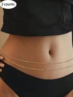 Women's Elegant Double Layer Waist Chain, Fashionable Body Jewelry for Party & Daily Clothing Decor, Trendy All-match & Exqui...