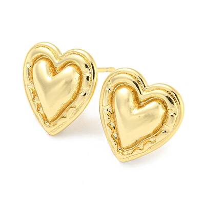Rack Plating Brass Heart Stud Earrings for Women