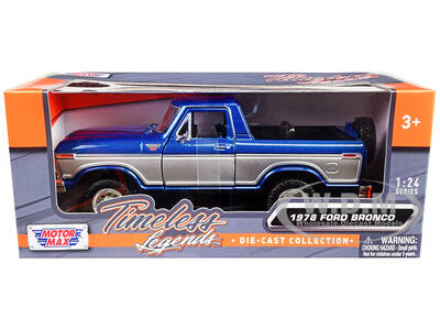 1978 Ford Bronco Ranger XLT (Open Top) with Spare Tire Blue Metallic and Silver \