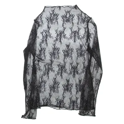 Sheer Womens Top Black High Neck Long Sleeve M