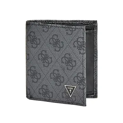 Guess, Vezzola, fabric wallet, SMEVZLLEA22, black, for men