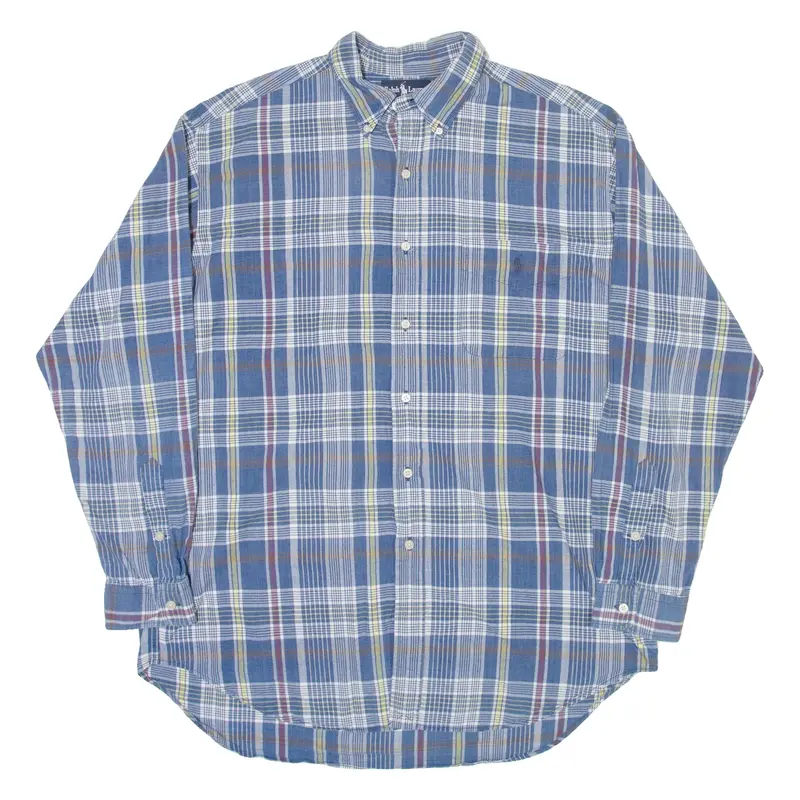 RALPH LAUREN Blake Mens Shirt Blue Plaid Long Sleeve L