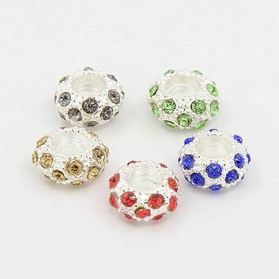 Alloy Rhinestone European Beads