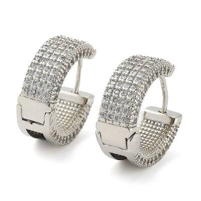 Brass Micro Pave Cubic Zirconia Hoop Earrings for Women