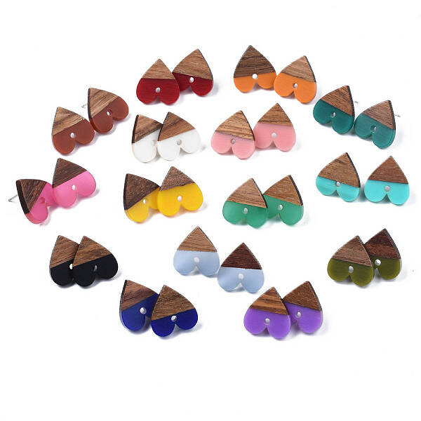 Resin & Walnut Wood Stud Earring Findings