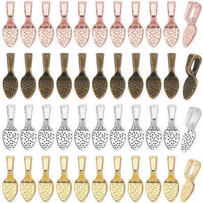 200Pcs 5 Style Alloy Glue-on Flat Pad Bails
