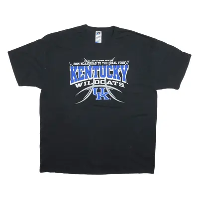 RUSSELL ATHLETIC Kentucky Wildcats USA T-Shirt Black Short Sleeve Mens 2XL