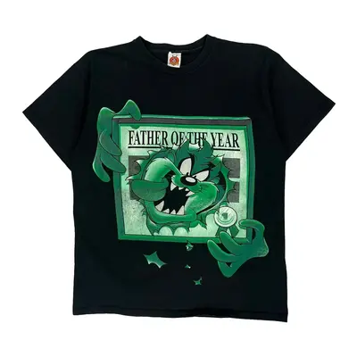 Father Of The Year Looney Tunes Graphic T-Shirt - Large Black Cotton