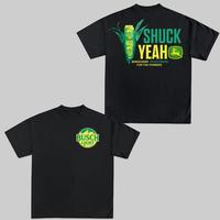Busch Light John Deere T-Shirt Shuck Yeah For The Farmers Graphic 2-Sided Graphic Tees Summer Outfit For Farmers Menswear Wom...