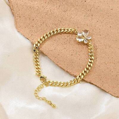 Brass Micro Pave Cubic Zirconia Link Bracelets