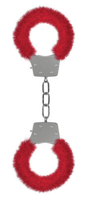 Pleasure Handcuffs Furry - Red