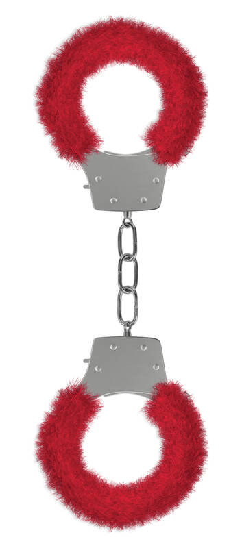 Pleasure Handcuffs Furry - Red