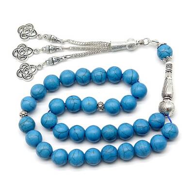 Sky Blue Synthetic Turquoise Beaded Wrap Bracelet