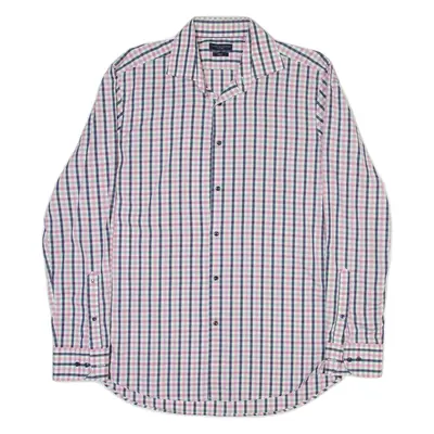 TOMMY HILFIGER Fitted Mens Shirt Pink Check Long Sleeve M