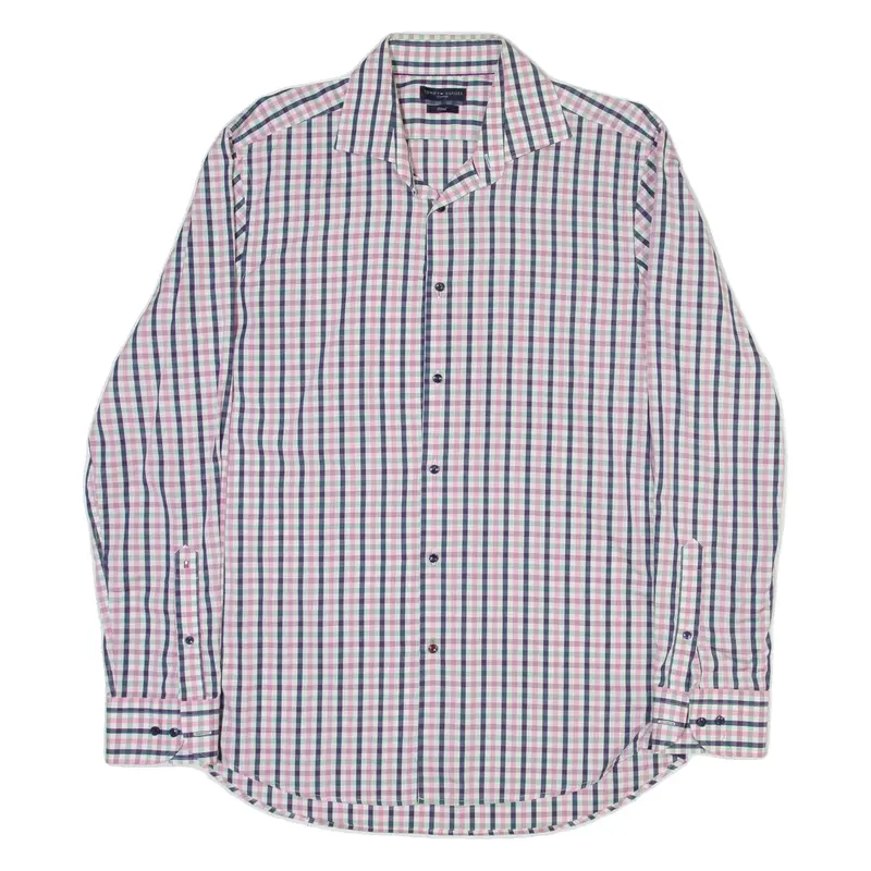 TOMMY HILFIGER Fitted Mens Shirt Pink Check Long Sleeve M