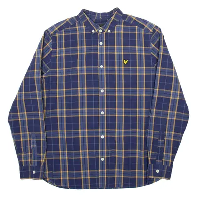 LYLE & SCOTT Mens Shirt Blue Check Long Sleeve L