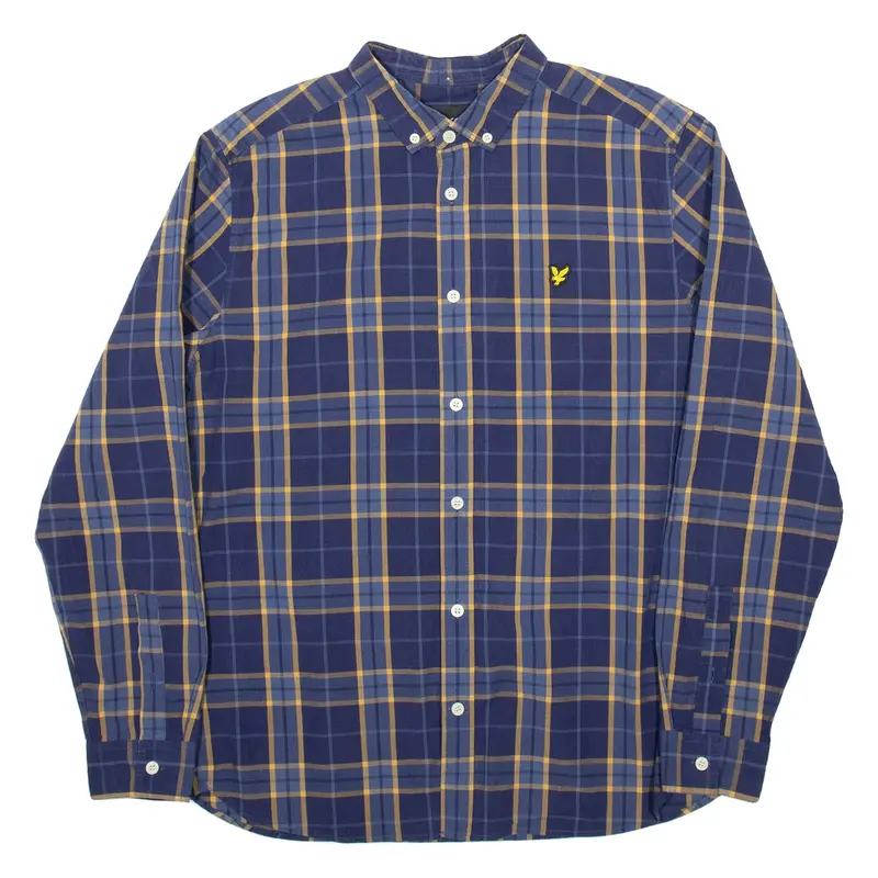 LYLE & SCOTT Mens Shirt Blue Check Long Sleeve L