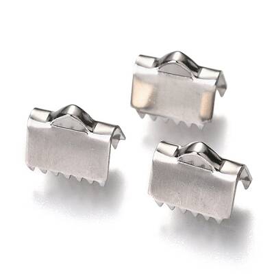 Non-Tarnish 304 Stainless Steel Ribbon Crimp Ends