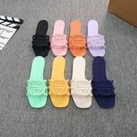 Women's slippers summer fashion flat flip-flops G home non-slip jelly shoes slippers European and American cross-border women...