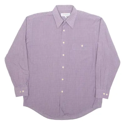 YVES SAINT LAURENT Mens Shirt Purple Check Long Sleeve M