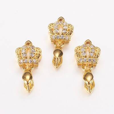 Long-Lasting Plated Brass Micro Pave Cubic Zirconia Ice Pick Pinch Bails