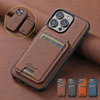 For iPhone 16 Pro Max 15 14 13 Pro Max Magnetic Leather Case 2 IN 1 MagSafe Card Holder Wallet Case Flip Stand Cover,Shockpro...