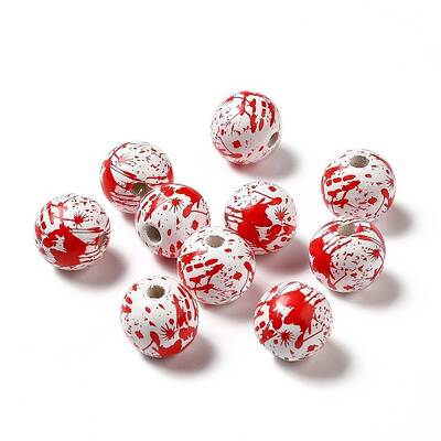 Halloween Theme Printed Natural Wooden Beads