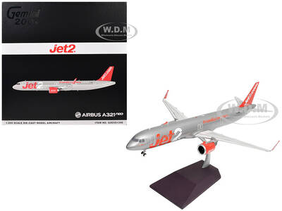 Airbus A321neo Commercial Aircraft Jet2 (G-SUNO) Silver with Red Tail Gemini 200 Series 1/200 Diecast Model Airplane by G...