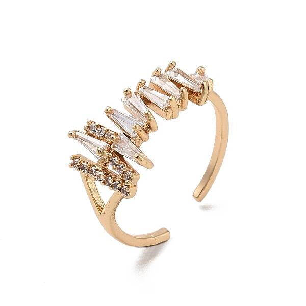 Brass Micro Pave Cubic Zirconia Open Cuff Rings