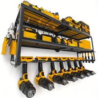 Power Tool Organizer for Tool Storage, Drill Holder Wall Mount with Charging Station, Heavy Duty Metal Tool Shelf with Batter...