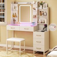 Vanity Desk with Mirror and LED Lights, 57.5\