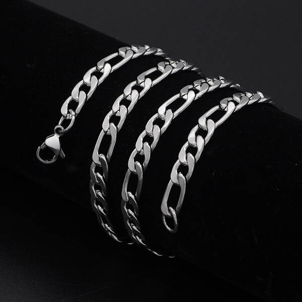 Non-Tarnish Men's 304 Stainless Steel Figaro Chain Necklaces