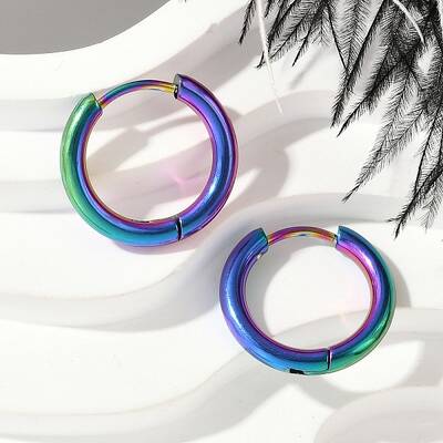 202 Stainless Steel Huggie Hoop Earrings
