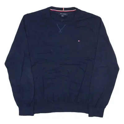 TOMMY HILFIGER Mens Jumper Blue Tight Knit L